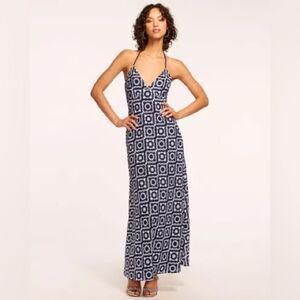 NEW Ramy Brook Rebecca Crochet Halter Maxi in Navy Dress 6